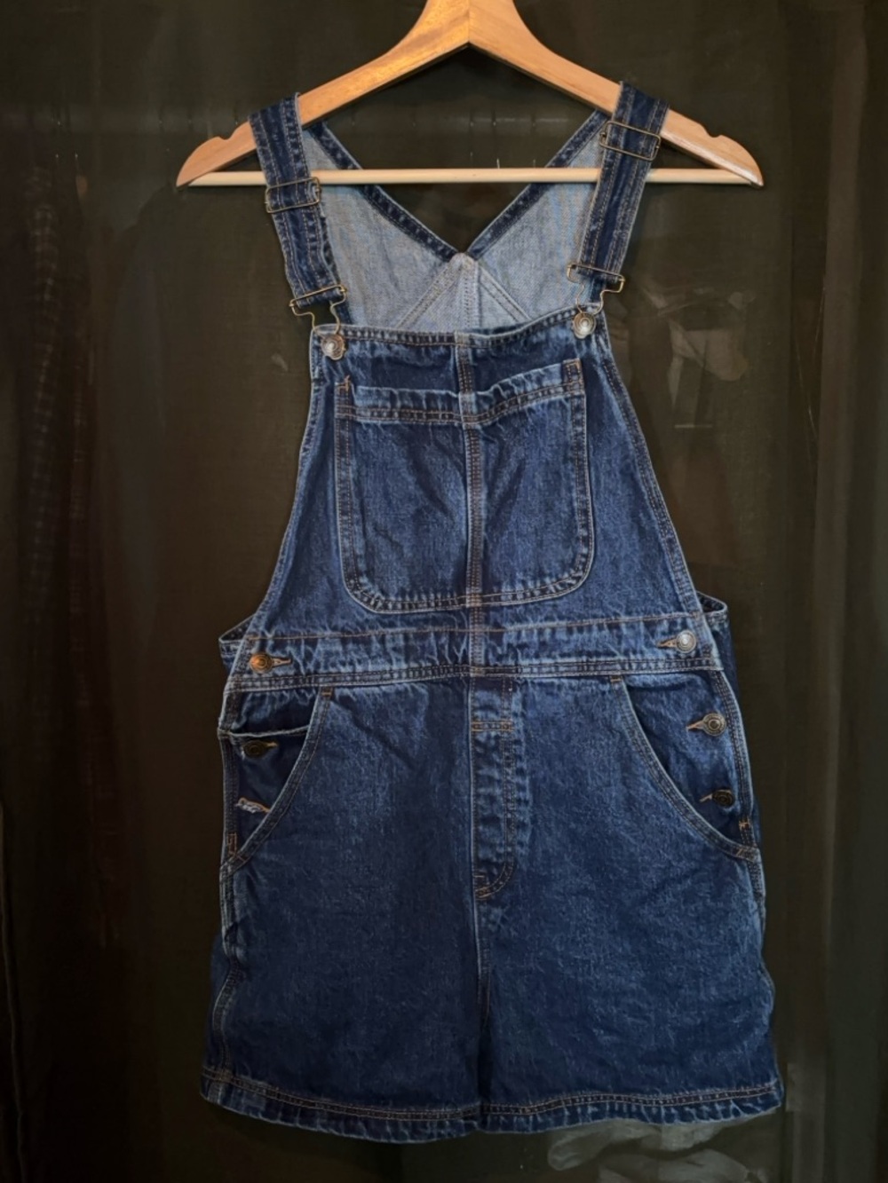 Rhythm Blue Denim Overalls Shorts